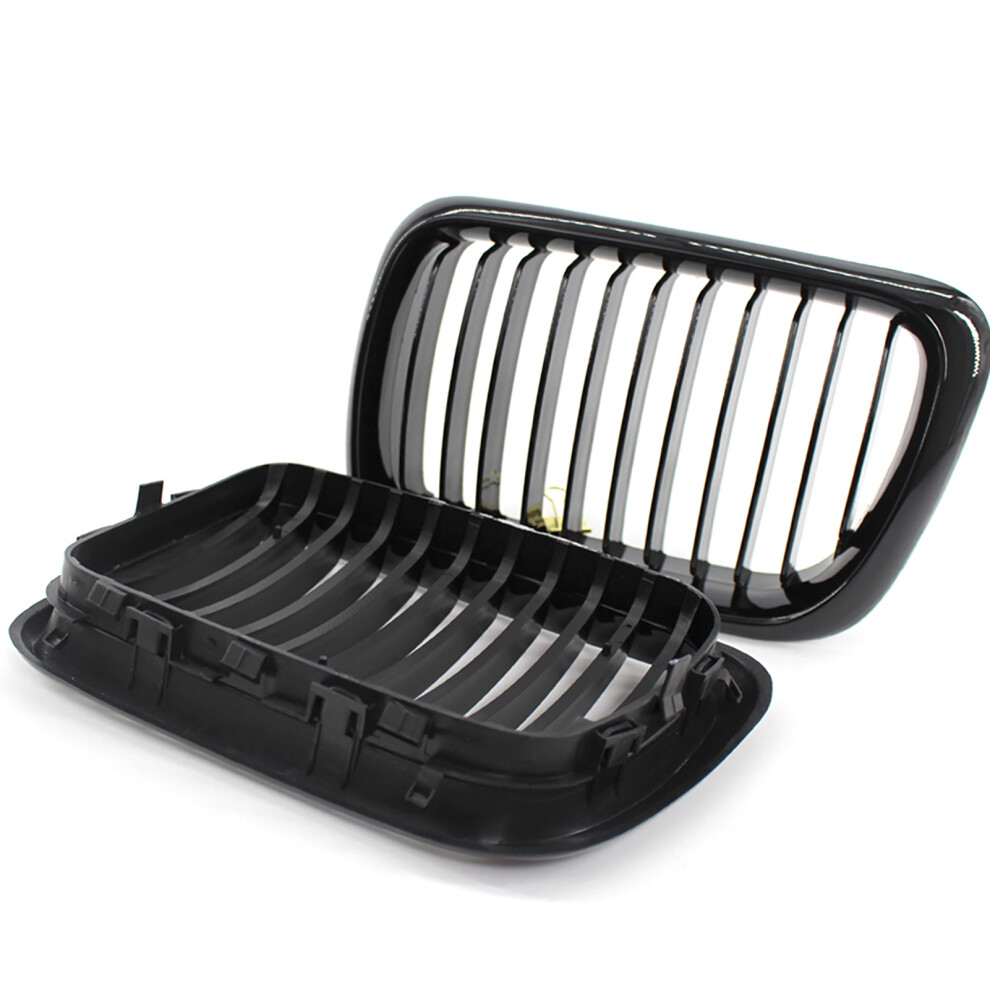 2Pcs Gloss Front Bumper Hood Kidney Grille Black 8320539895925