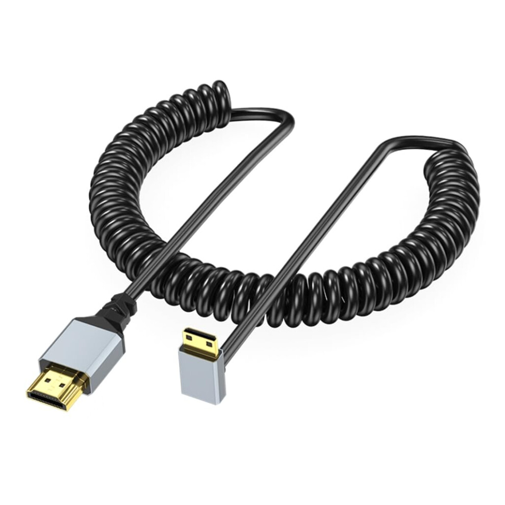 4K Video Cable Male To Male Coiled Line 4K60hz 90 Degree Connector For Gpu, Laptops, Tablets, 50-200Cm Retractable Length 6447073462894