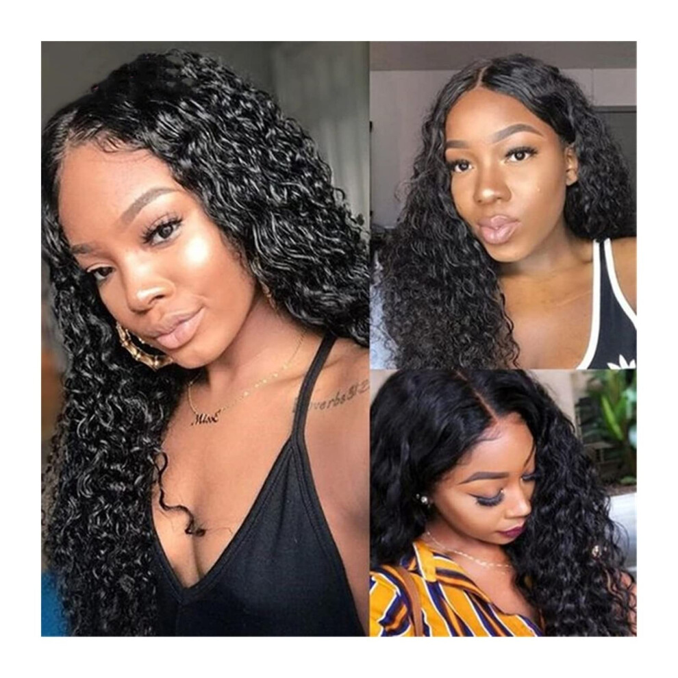Wigs for Women 360 Lace Frontal Curly Water Wave Human Hair Wig 26 Inch 4x4 Lace Closure Wig for Daily Wear