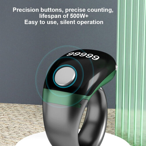 Smart LCD Digital Ring Counter with Type-C Charging and Display Screen for Counting Training - Green Electronic Tally Counter 1