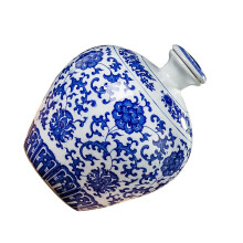 Ceramic Wine Pot Blue White Porcelain Sake Pot with Lid Decorative Storage Jar Wine Holder for Home and Restaurant Use