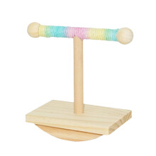 Parrot Perch Stand - Sturdy Bite-Resistant Solid Wood with Cotton Rope, Curiosity Stimulating Design, Ideal for All Parrot Sizes