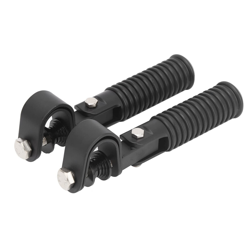 Motorcycle Foot Pegs 1 Pair Adjustable Motorbike Footrest Clamp Mount Highway Pegs For Engine Crash Bar Guard Black 6038364141224