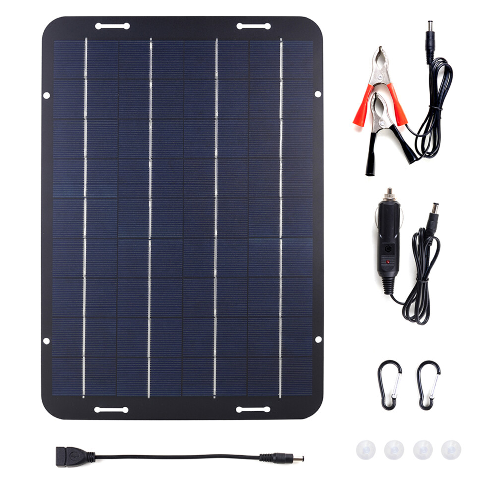 10W 18V Waterproof Solar Panel Charger Kit For Rv Boat Camper - Black 5041346669228