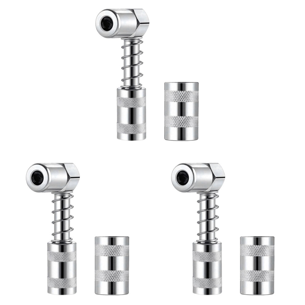3X Grease Nozzle Adapter 90 Degree Grease Coupler Tool With Sleeve For 3 Jaw Angle Compatibility 6038364141613
