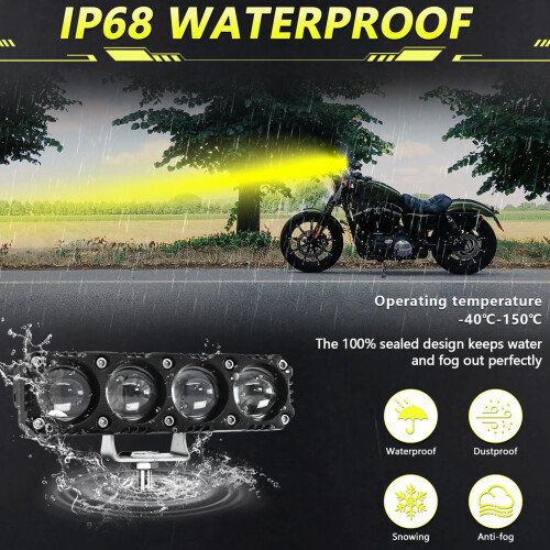 Heavy-Duty Motorcycle LED Lights with Adjustable Modes IP68 2