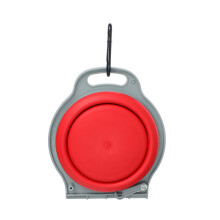 Foldable Dog Bowl - Portable Red and Gray Water Bowl for Travel, Hiking, Outdoor Use, Lightweight Pet Supplies