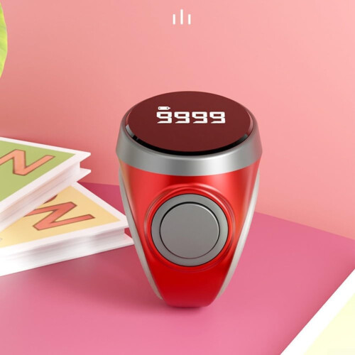 Digital LCD Ring Counter Adjustable Finger Row Tally Counter With Type-C Charging Self-Locking Function For Knitting Sewing Crochet Red 1