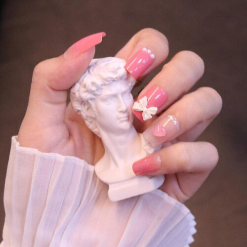 Pink Glossy Wearable False Nail Long Lasting Safe Material Waterproof False Nails 2