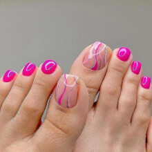 Rose Red Line Toe Nail Stickers Detachable Nail Wear Manicure Wear Nail Nail Wear Armor
