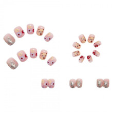 24pcs Colorful Floral False Nail Sweet Style Manicure Short False Nails Jelly