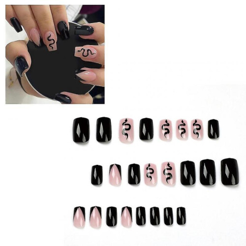 Black-snake Pattern Press On Nail Wearable False Nails Full Cover False Nails 1