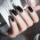 Black Press On False Nails Square Fake Nails Medium Glossy Acrylic Full Cover False Nails 1