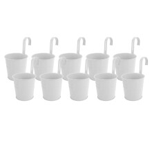 10 Stück weiße Metall-Blumenampeln mit abnehmbaren Haken, Öffnung 10 cm