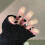 False Nails False Nails with Black Shiny Artificial Nails for Daily Wear Medium Size Nails 1