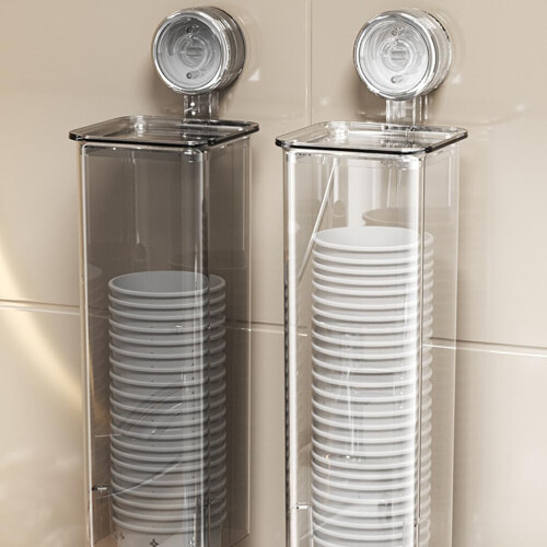ABS PC Plastic Wall-Mountable Cup Holder for Bathroom - Durable Affixed Paper Cup Holder, Healthy Plastic Design 1