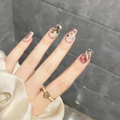 Milky White Graffiti False Nails Bright Colors No Color Fading False Nails 2