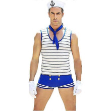 Men Sailor Seaman Party Costume Cosplay Role Play Outfit Lingerie(Pack of 1 Set)