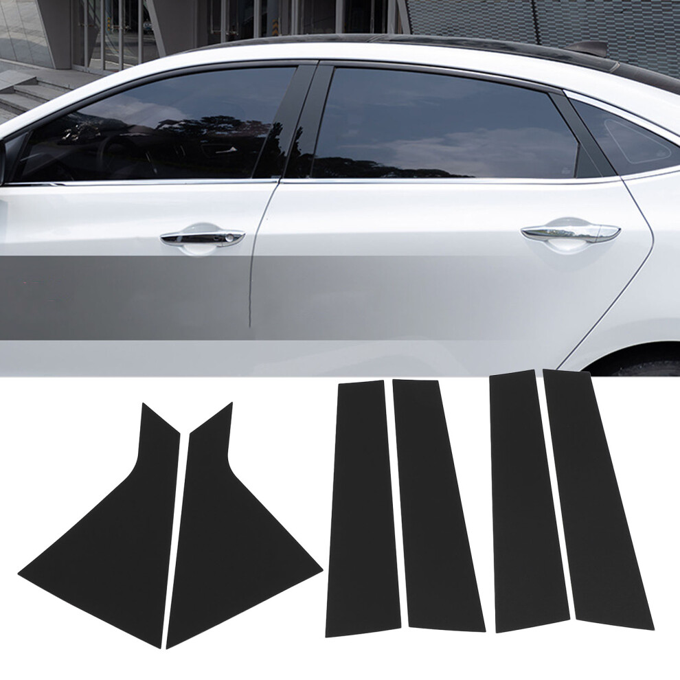 6Pcs Glossy High Gloss Mirror Effect Car Pillar Post Covers Black 8431346676987