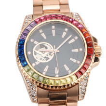 Colorful Mechanical Watch for Men, 30m Water Resistant, Rose Steel