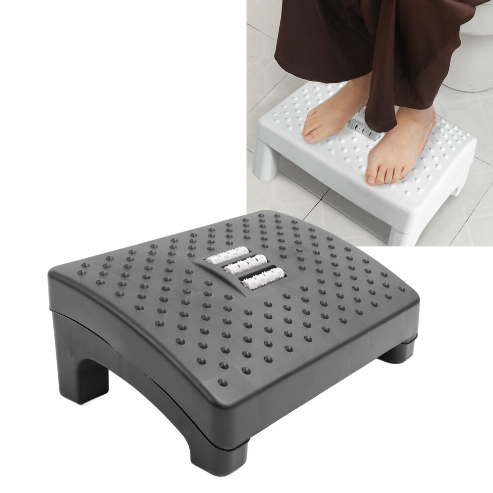 Comfortable Under Desk Footrest Stool with Massage Roller, Black, 39.5x28cm