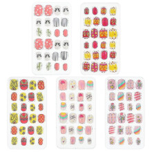 120pcs False Nail Tips Girls Teenager Detachable Kids Fake Cartoon False Nail Tips Nail Wrap Nail