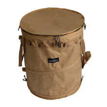 Foldable Camping Trash Can with Spring-Loaded Design, Portable Wolf Brown Storage Bucket for Laundry and Outdoor Use