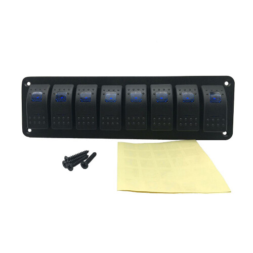 8 Gang Marine Boat Rocker Switch Panel, 12V/24V 1