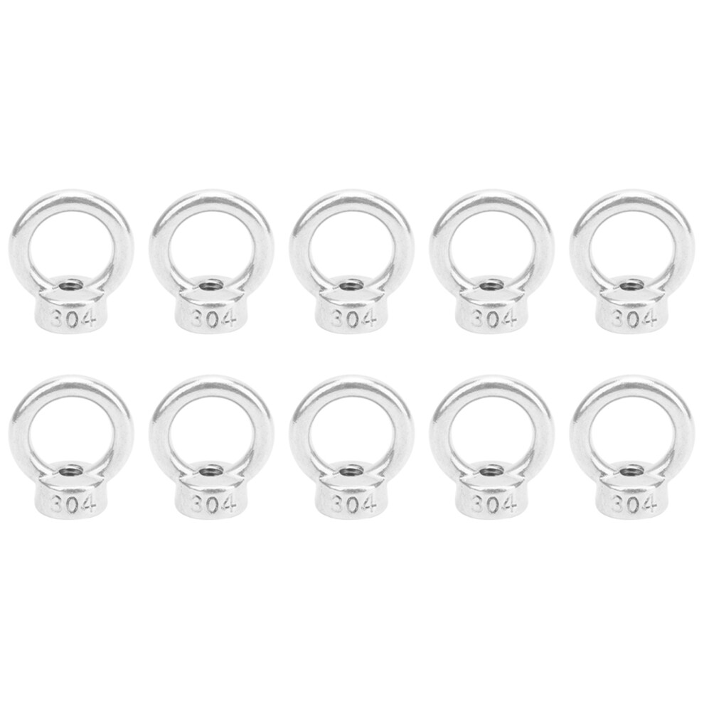 10PCS M6 Lifting Eye Bolts Nuts Stainless Steel