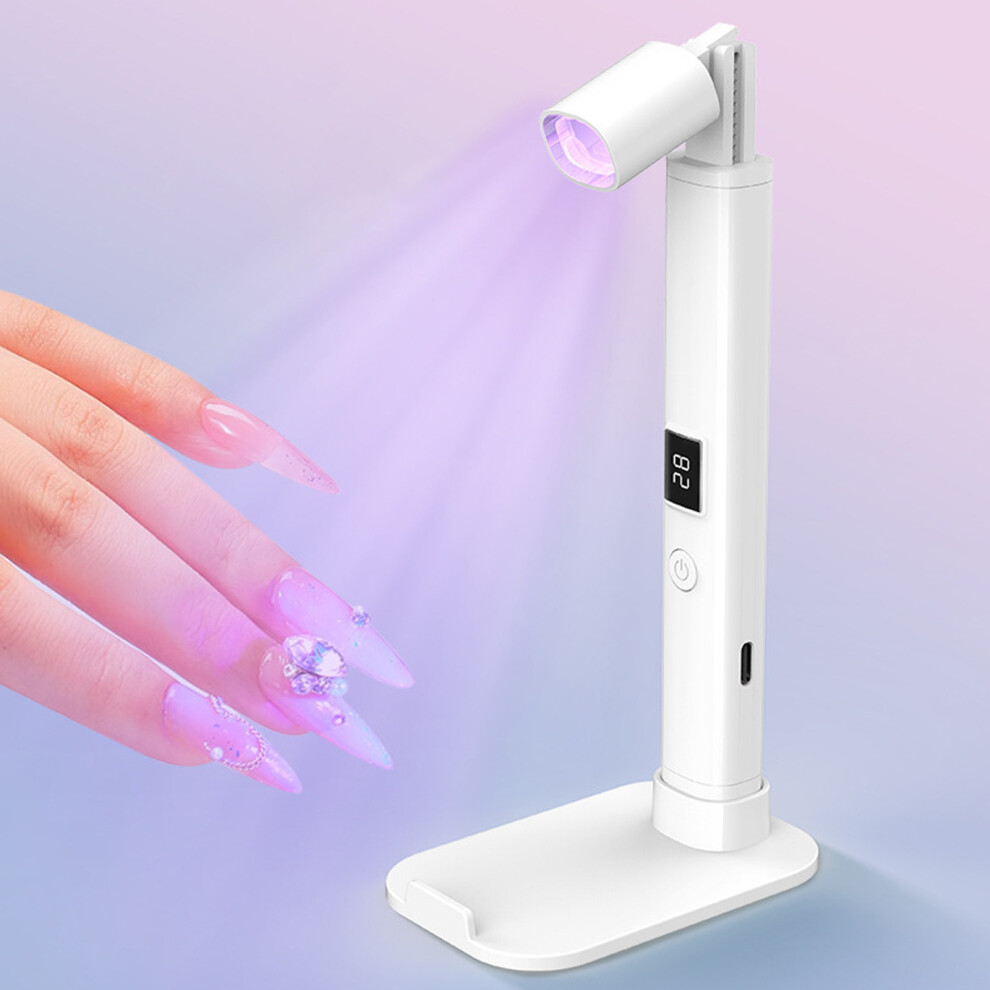 Light Portable Uv Led Nail Lamp 15.9Cm Rechargeable With Base For Home & Salon