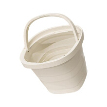 Foldable Bucket 10L | Large Compact Laundry Water Container with Handle for Fishing, Travel, Camping, Beige Yellow