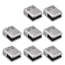Glass Clamp, 8 Pack Stainless Steel Square Clamp 6-8mm Glass Clip Clamp Bracket Flat Back