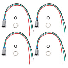 4 Sets PreWired Round LEDs Waterproof Metal 2Color