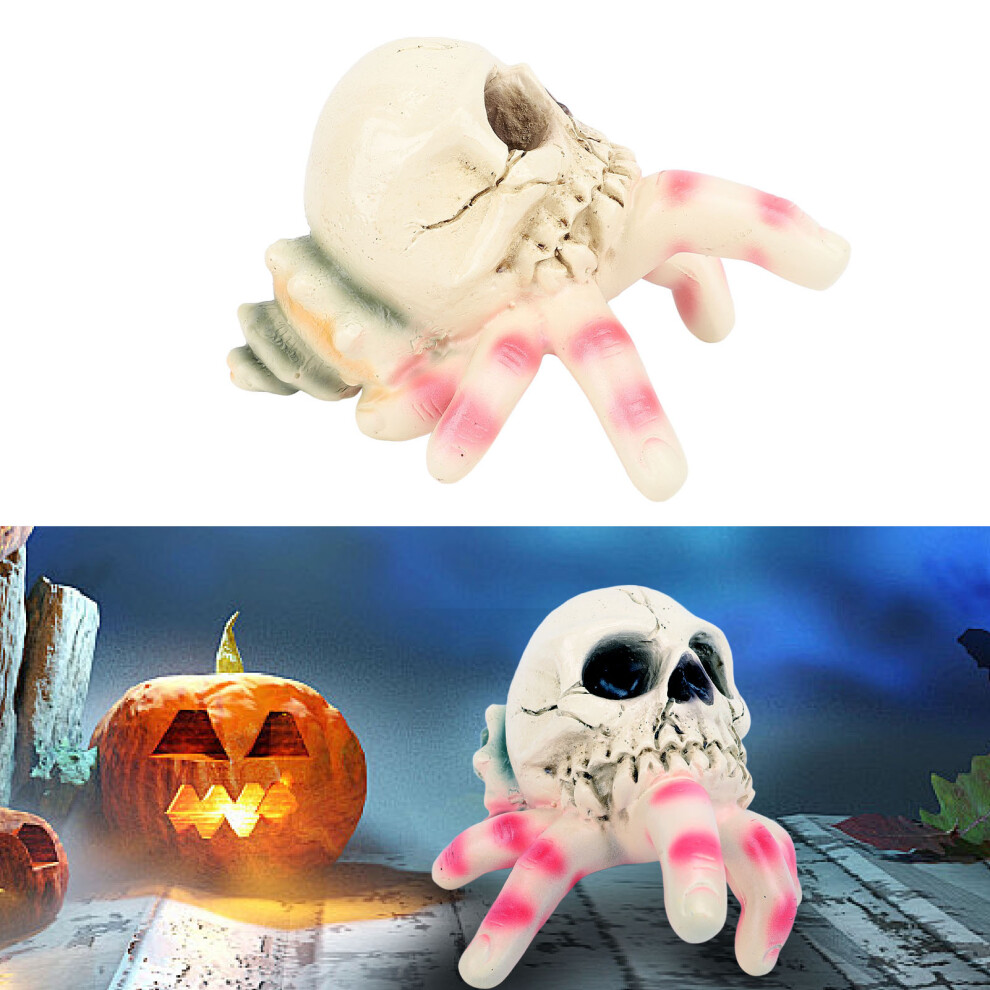 Spooky Skull Finger Decor Resin Skeleton Statue 15x10x8cm