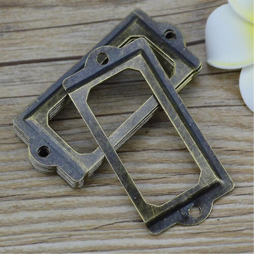 12pcs Antique Brass Metal Label Pull Frame Handle File Name Card Holder 2