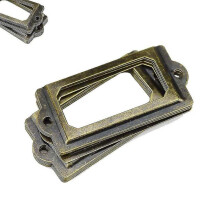 12pcs Antique Brass Metal Label Pull Frame Handle File Name Card Holder