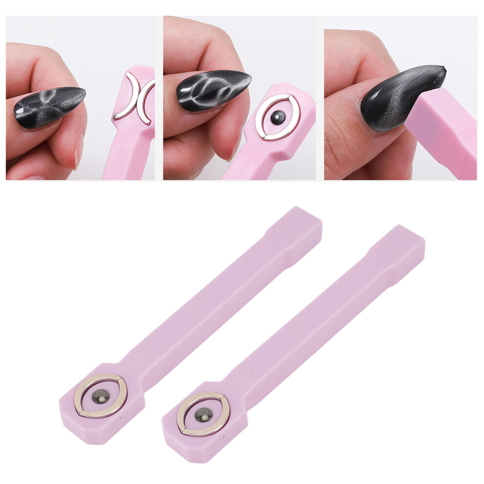 Purple 2Pcs 3-In-1 Nail Art Magnet Tool, Strong Suction Metal Nail Polish Magnet Stick