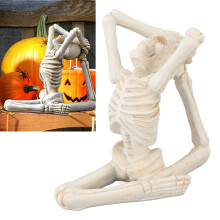 Realistische Resinskulptur eines Yoga-Skeletts für Festdekoration, 12 Zoll