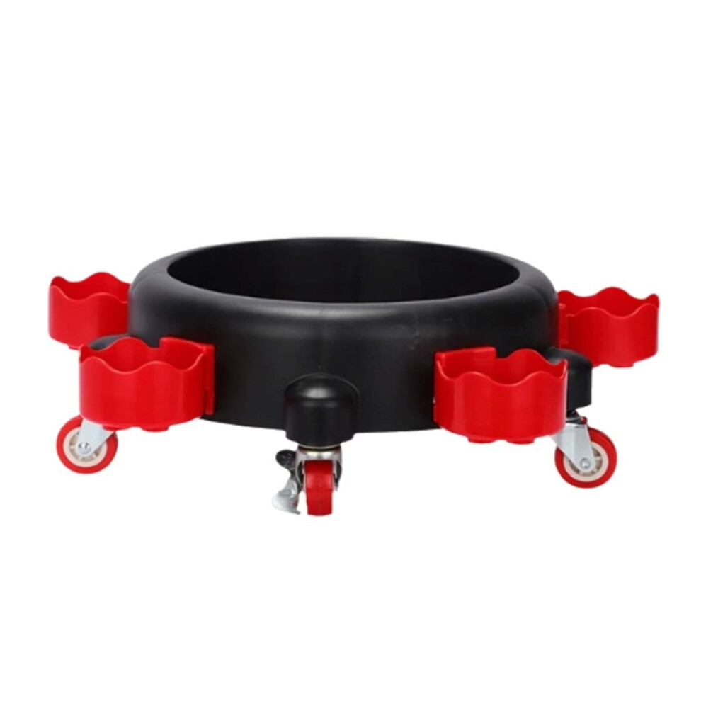 Multifunctional Rolling Car Wash Dolly With 360 Degree Wheels, 5 Bowl Holders, Mobile Plastic Bucket Holder, Black 6038364144898