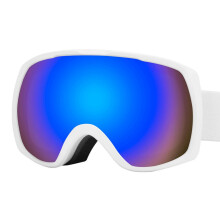 Outdoor Ski Goggles for Men and Women, Fog Resistant Sports Goggles for Skiing and Snowboarding, White Frame, Blue Color