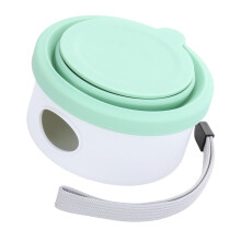Soft Dog Bowl Foldable Travel Feeding Cup for Pets - 3-in-1 Cyan Dog Food and Water Feeder, Lightweight Portable Accessory