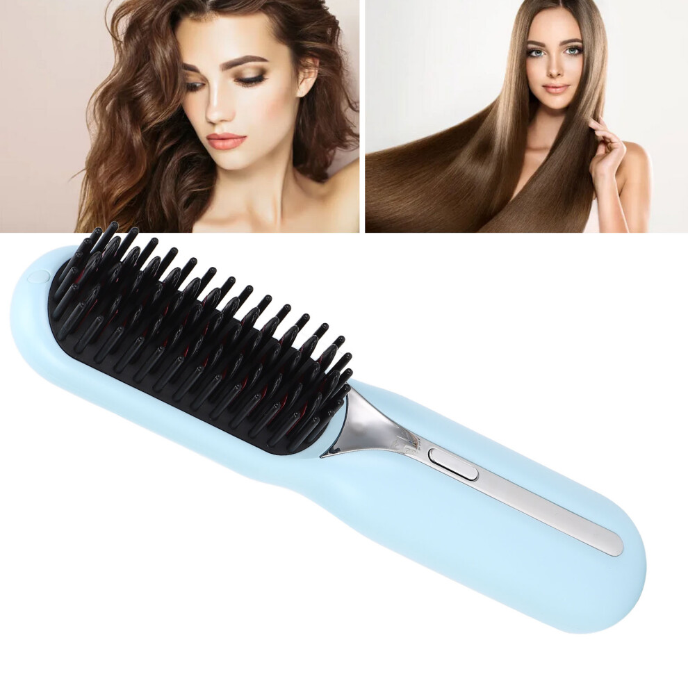Hair Straightener Comb With 1500Mah Lithium Battery And Negative Ions Blue 4911346685287