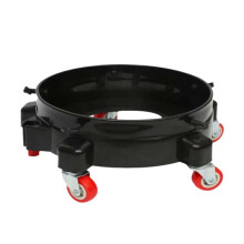 Mobile Bucket Holder with 360 Degree Rotating Casters, Reinforced Plastic Base, Black for Car Washes and Garage Organization