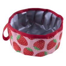Portable Pet Bowl Large Capacity Travel Feeding Bowl for Dogs and Cats Red Strawberry Color Durable Water and Food Container