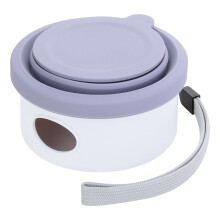Dog Feeding Bowl - Foldable Silicone Pet Snack Bowl with Waste Bag Holder, Portable Food Storage Container for Dogs