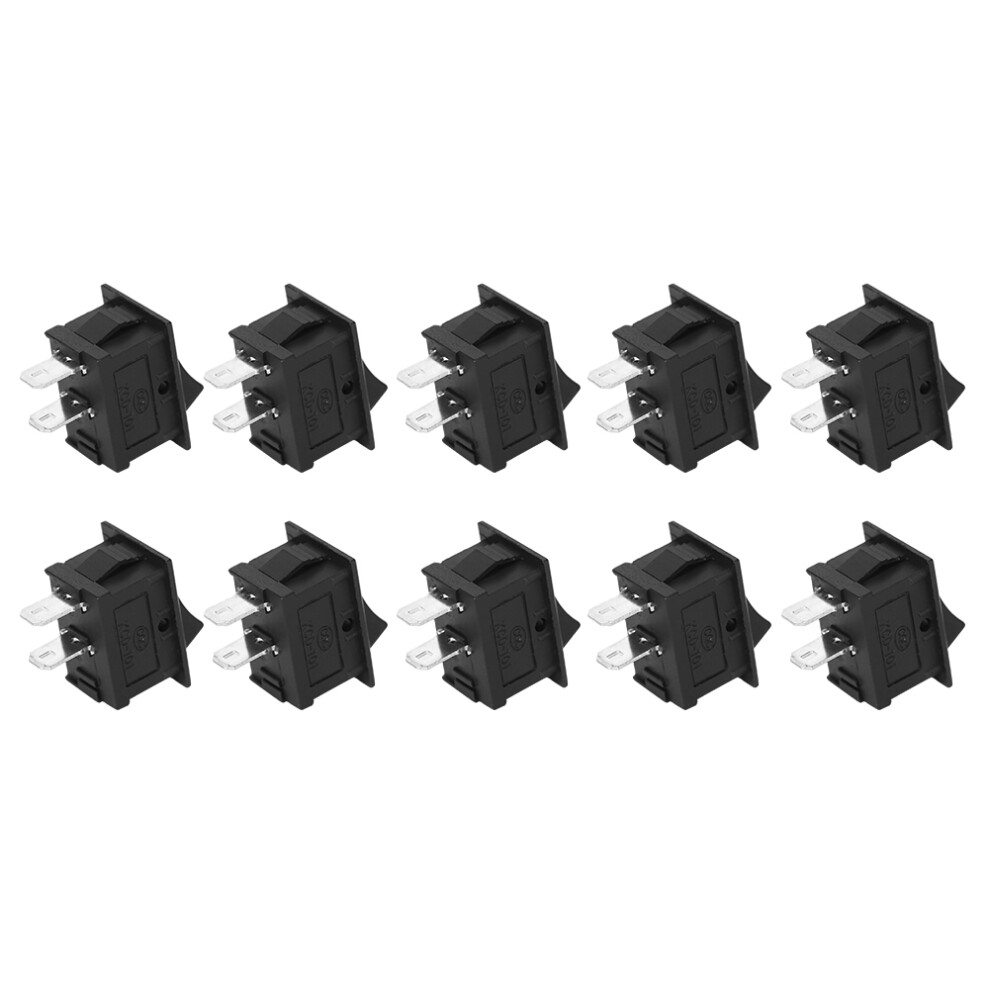 10Pcs 2‑Pin Switch Rocker On Off Black