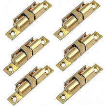 6 Pack Double Ball Latches, Solid Brass Door Latches, Brass Cupboard Door Double Ball Tension Latch, for Jiu Cabinet and Furniture Latch