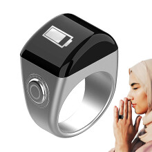 Prayer Counter Smart Finger Counter with Clear Display, Digital Size, 5 Prayer Time Reminders, Electronic Navy Counter