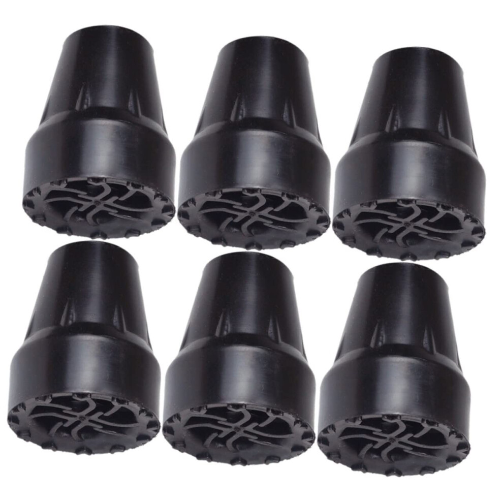 Rubber Walking Stick Ferrule Cane Tips â 6pcs Thick Pole Tip Covers for Hiking Sticks, Durable and Slip-Resistant