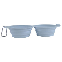 Foldable Feeder Dish for Dogs, Portable Blue Water Bowl, 11.81x5.28x1.97 inches, Compact Pet Food Bowl for Travel and Hiking